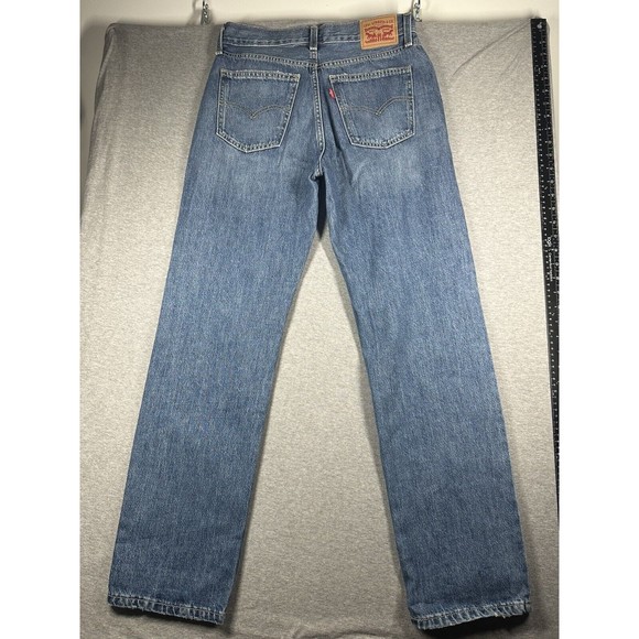 Levi’s Low Pro Straight Medium Wash Blue Denim Jeans Women Size 26 Distressed - Picture 4 of 6